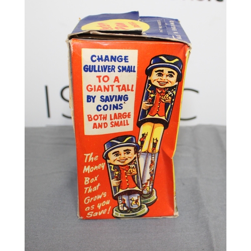 673 - Vintage Boxed Tin Gulliver Money Box