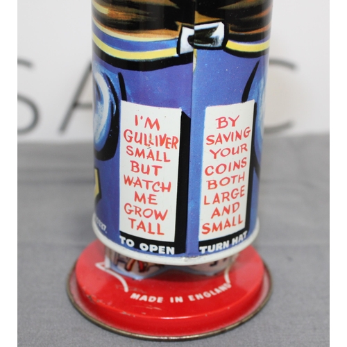 673 - Vintage Boxed Tin Gulliver Money Box