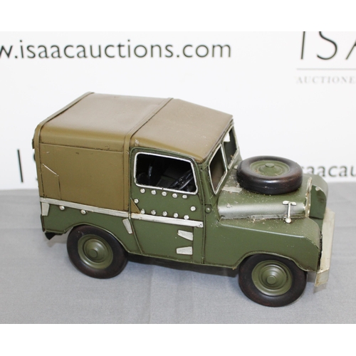 734 - Tin Plated Lesser And Pavey  Green Landrover Boxed
Length 27cm