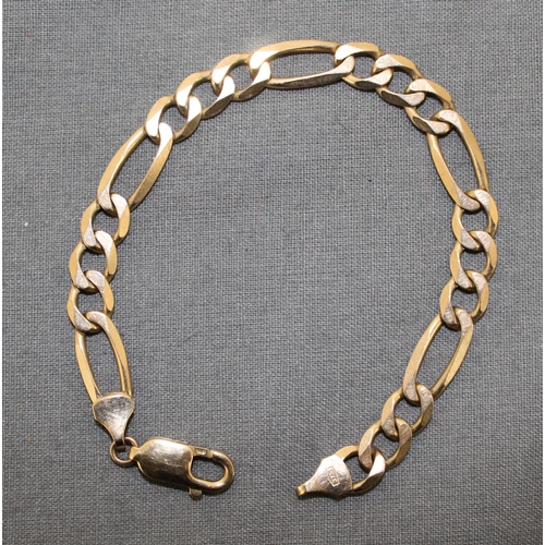 494 - Stamped 375 9k Gold Figaro Bracelet 
Weight-10.82g