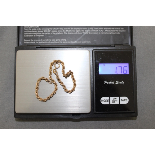 504 - Stamped 375 Italy Gold Rope Bracelet 
Weight-1.76g