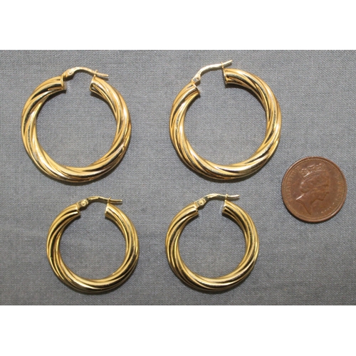 518 - Two Pairs Stamped 375 Gold Hooped Earrings
Total Weight-5.82g