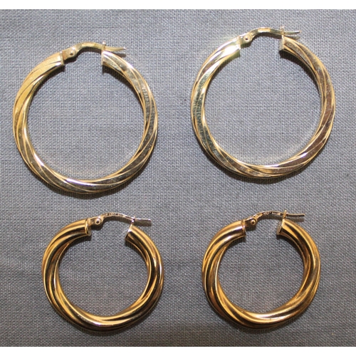 519 - Two Pairs Stamped 375 Gold Hooped Earrings
Total Weight-5.29g