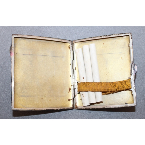 416 - Silver Hallmarked Cigarette Case With Contents