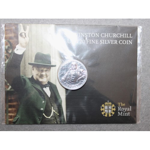 204 - Sir Winston Churchill 2015 UK £20 Fine Silver Coin Sealed In Pack