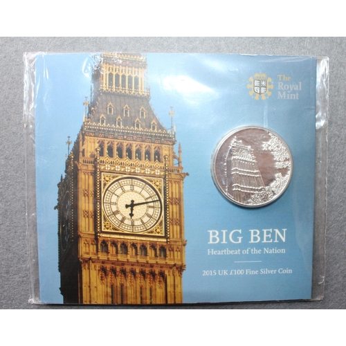 208 - The Royal Mint Big Ben 2015 UK £100 Fine Silver Coin