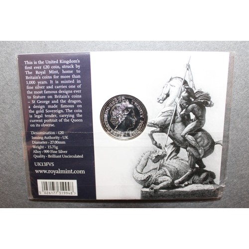 219 - The Royal Mint Timeless First George The Dragon 2013 UK Fine Silver Coin Sealed