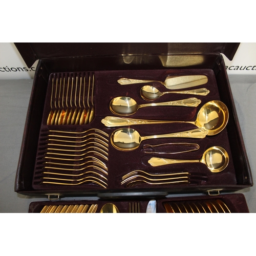 528 - 23/24ct Hartver Gold Plated Soligen Dinner Cutlery Set In Case