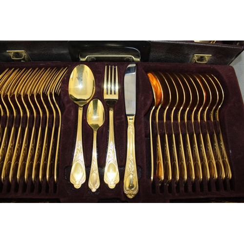 528 - 23/24ct Hartver Gold Plated Soligen Dinner Cutlery Set In Case