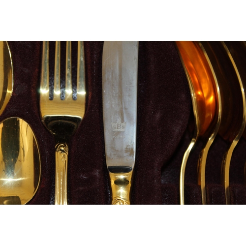 528 - 23/24ct Hartver Gold Plated Soligen Dinner Cutlery Set In Case