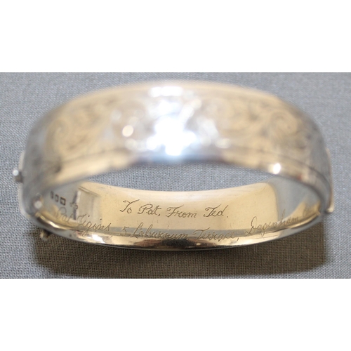 417 - Silver Hallmarked Ladies Bangle Marked GJ LD