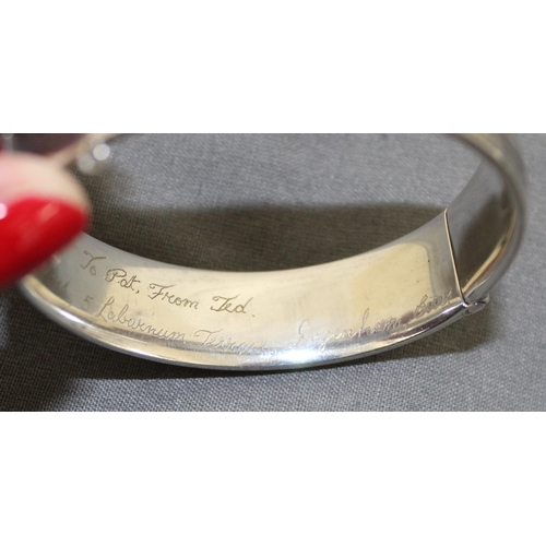 417 - Silver Hallmarked Ladies Bangle Marked GJ LD