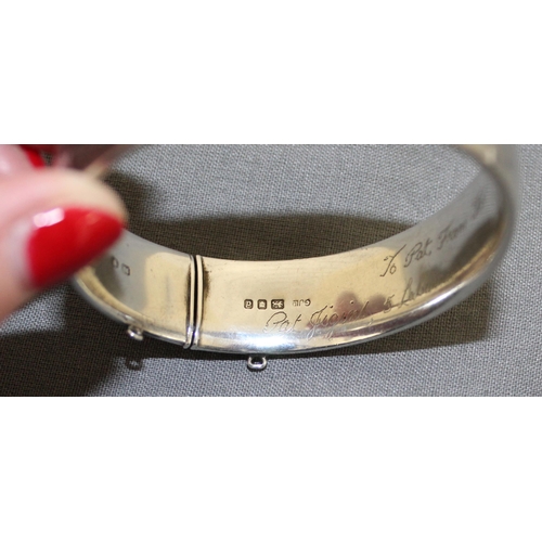 417 - Silver Hallmarked Ladies Bangle Marked GJ LD