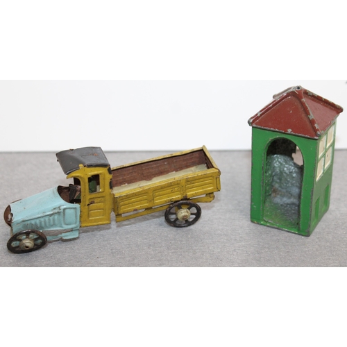 739 - Vintage Tin Car & Building