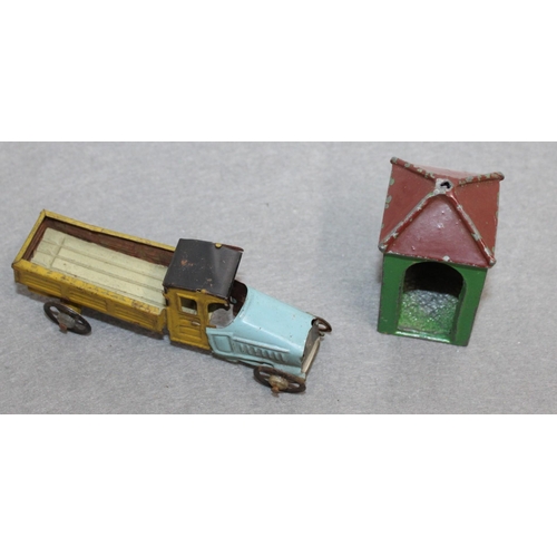 739 - Vintage Tin Car & Building