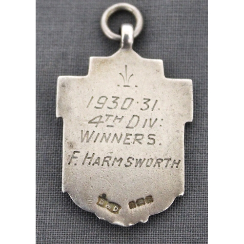 419 - Silver Hallmarked 1930-31 Winners Football Fob