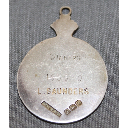 421 - Silver Hallmarked 1938-39 Football winners Fob