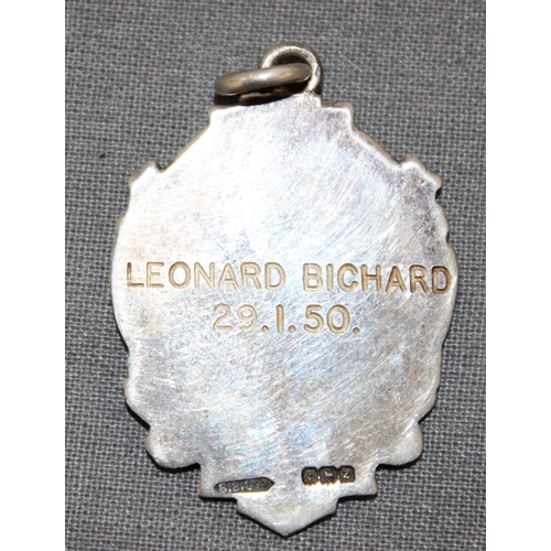 437 - Silver Hallmarked Amateur Ballroom Medal Tests Engraved With Leonard  Bichard 29.1.50