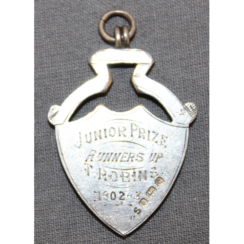 438 - Silver Hallmarked With Gold Inlay Junior Prize T Robbins 1902-3 Gloucestershire Association Football... 