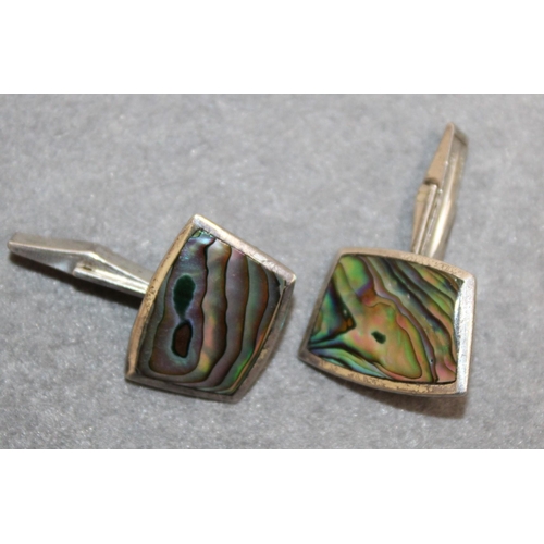 451 - Silver Cufflinks Enameled Etc