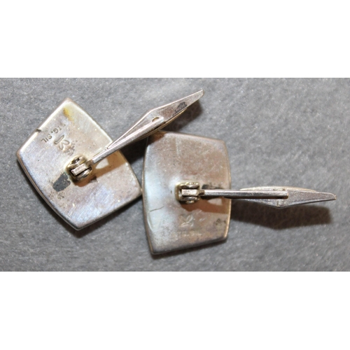 451 - Silver Cufflinks Enameled Etc