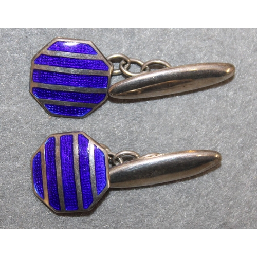 451 - Silver Cufflinks Enameled Etc