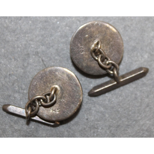 451 - Silver Cufflinks Enameled Etc