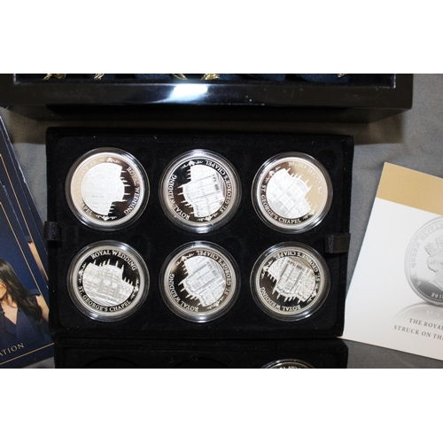 289 - Boxed 2018 Royal Wedding Harry & Megan Layered In Silver 9 x Coin Set