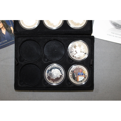 289 - Boxed 2018 Royal Wedding Harry & Megan Layered In Silver 9 x Coin Set