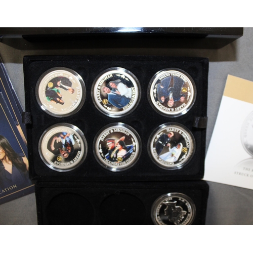 289 - Boxed 2018 Royal Wedding Harry & Megan Layered In Silver 9 x Coin Set