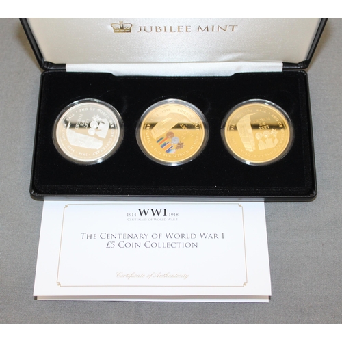 295 - The Centenary Of World War I £5 Coin Collection Gold Or Silver Plated