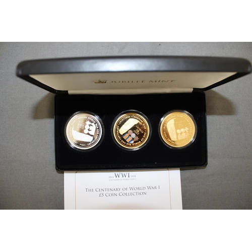 295 - The Centenary Of World War I £5 Coin Collection Gold Or Silver Plated