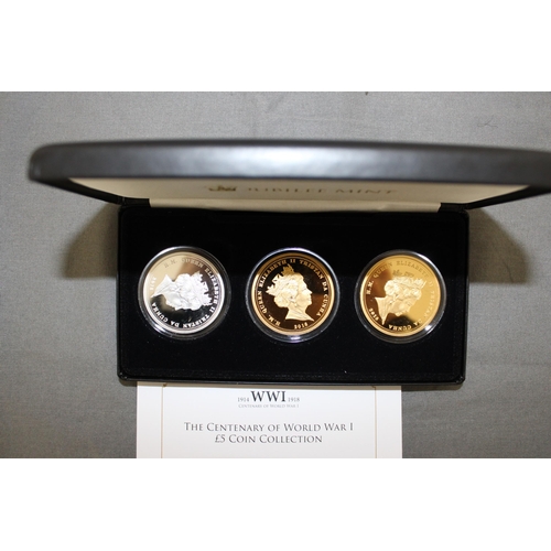 295 - The Centenary Of World War I £5 Coin Collection Gold Or Silver Plated