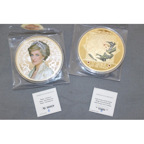 303 - Two Large Collectable Coins Diana-A Princess & Saint George And The Dragon