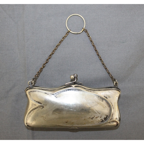 467 - Stamped  ABS Silver Plated Collectable Coin Purse on Chain
Length 13cm