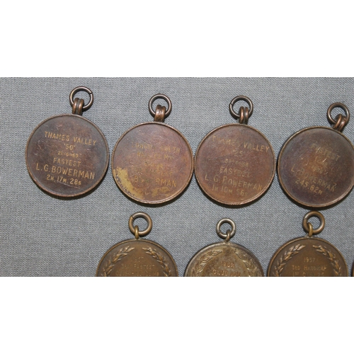 79 - 8 Enamelled Tricycle Association Fobs And 5 Enamelled  Charlotteville Cycling Club Fobs