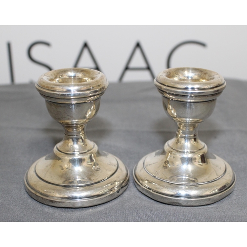 487 - Pair Of Silver Hallmarked Candle Stick Holders
Height 6cm