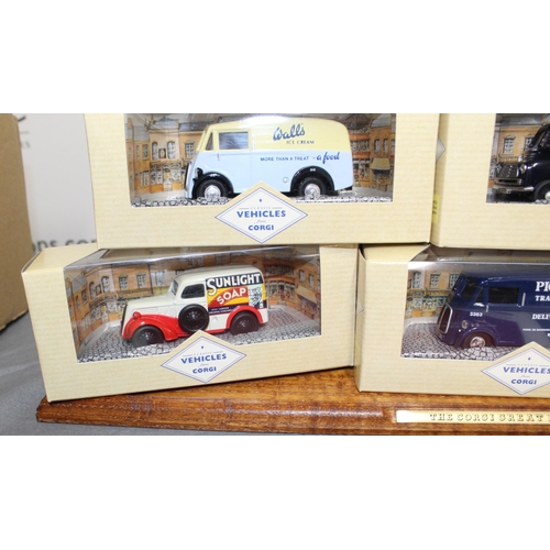 526 - The Corgi Great British Van Collection With Eight Vans  And Display Plinth Boxed