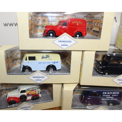 526 - The Corgi Great British Van Collection With Eight Vans  And Display Plinth Boxed