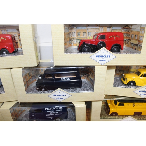 526 - The Corgi Great British Van Collection With Eight Vans  And Display Plinth Boxed