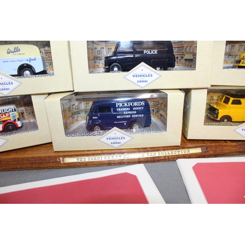 526 - The Corgi Great British Van Collection With Eight Vans  And Display Plinth Boxed