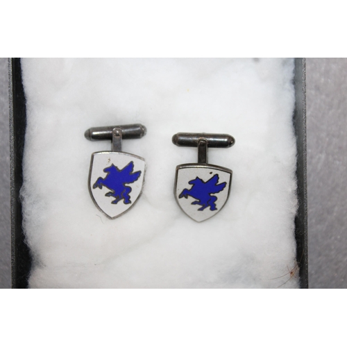 383 - Hallmarked Silver Enamelled Cufflinks In A Box