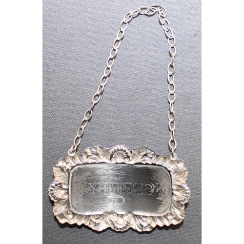 389 - Silver Hallmarked Sherry Decanter Label