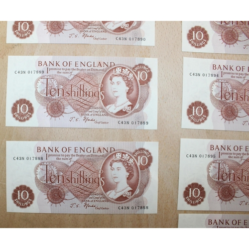 255 - 9 x Ten Shilling Bank Notes Consecutive fForde