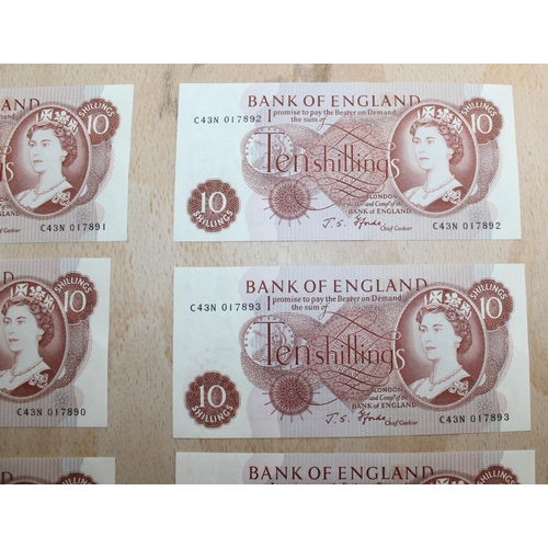 255 - 9 x Ten Shilling Bank Notes Consecutive fForde