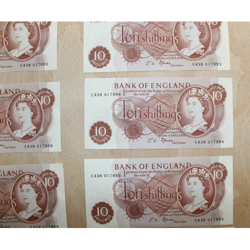 255 - 9 x Ten Shilling Bank Notes Consecutive fForde