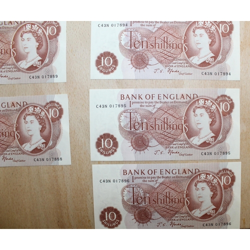 255 - 9 x Ten Shilling Bank Notes Consecutive fForde