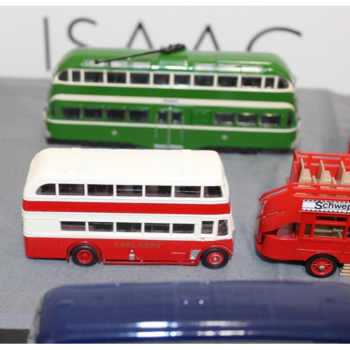 578 - Collection Of Buses, Trams Inc- Corgi, Juniors, Leyland, Matchbox, Lledo,  Etc