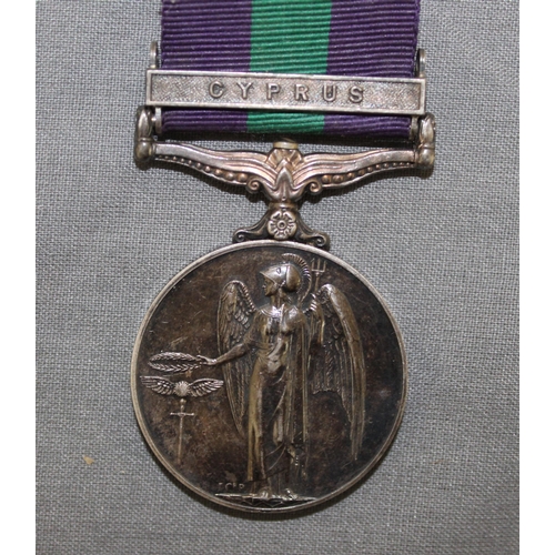 159 - ERII General Service Medal with CYPRUS Bar - Issued to 23432272 TPR. E. BRAITHWAITE. R.H.G