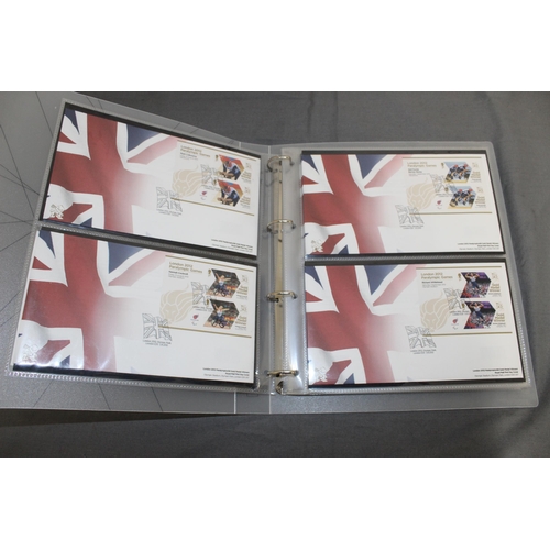 166 - London 2012 Gold Medal Winners Stamp Collectors Packs in Album